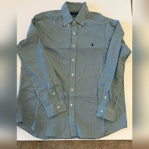 Ralph Lauren Men's Navy and White Checkered Shirt
